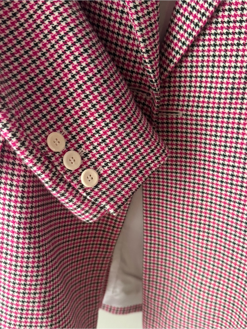 Maje Pink Houndstooth Double-Breasted Blazer - Picture 4 of 16